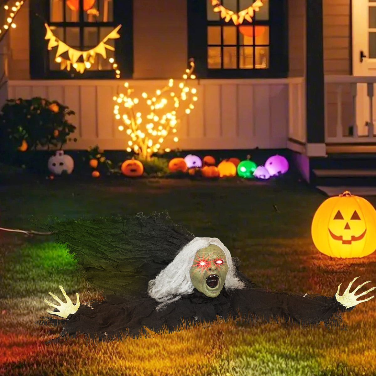 183cm Halloween Dekoration Halloween Zombie-Alte mit LED-Lichter, Soundfunktion, für Party