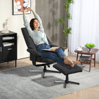 Liegesessel mit Hocker, drehbar, Wippfunktion, Samtoptik, bis 150 kg, Schwarz