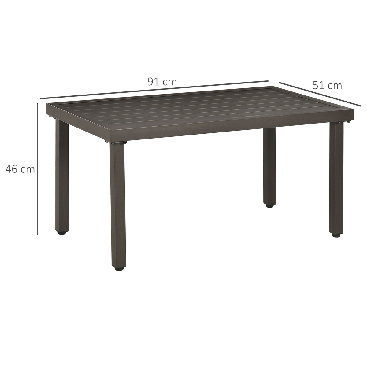 Gartentisch, Beistelltisch, Stahlrahmen, braun, 91 x 51 x 46 cm