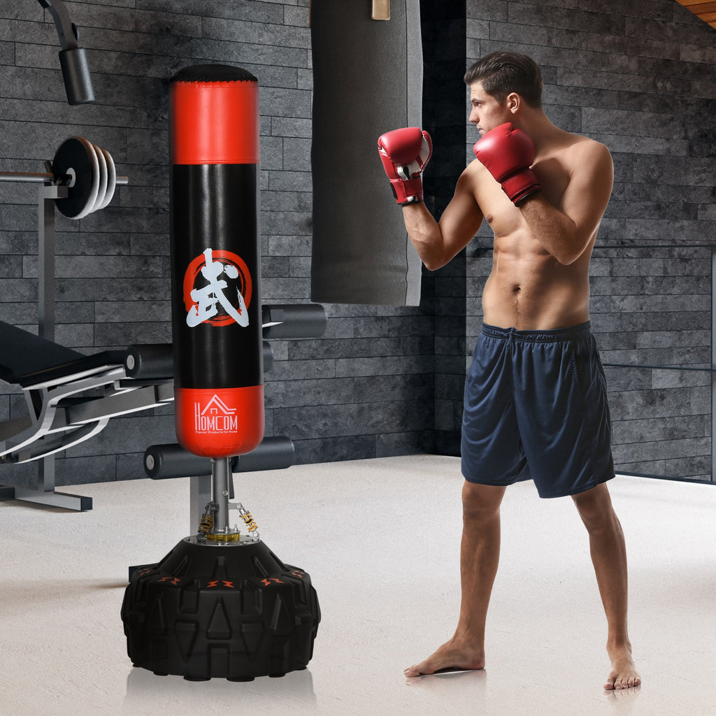  70'' Adult Freestanding Boxing Punch Bag Stand w/ Fillable Base Absorption Springs Suction Cups Professional Work Out Home Gym