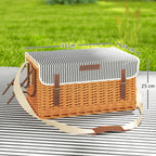 Picknickkorb aus Weidenholz Picknickkoffer für 4 Personen mit Picknickdecke Besteck Set, Flascheöffner Hellbraun