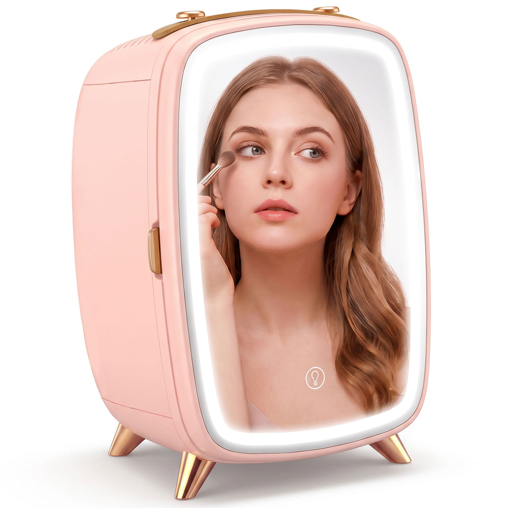 Mini Kühlschrank 6 Liter LED Spiegel Kosmetik Kühlschrank Rosa