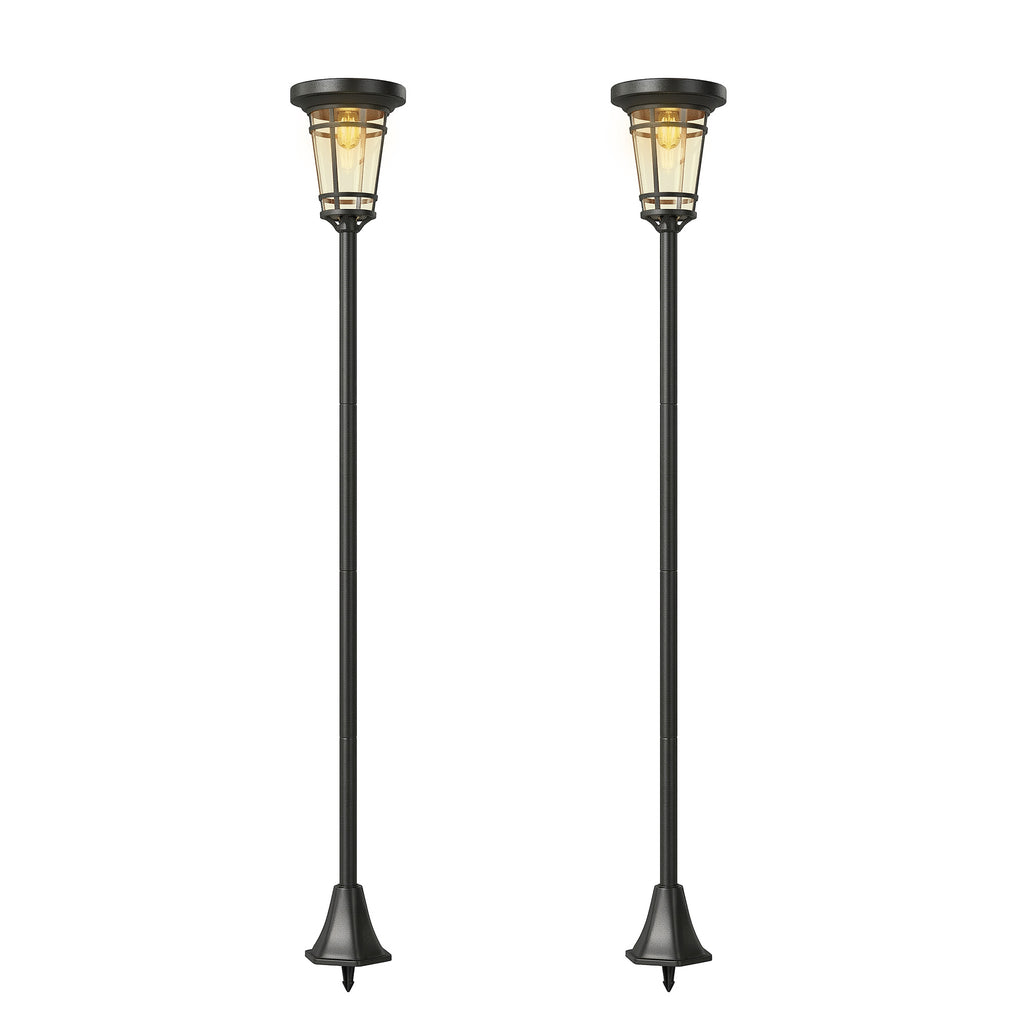 Solar Laterne 2er-Set Stehleuchte 180cm Höhenverstellbar mit 2 Helligkeitsmodi Lichtsensor Schalter, IP44
