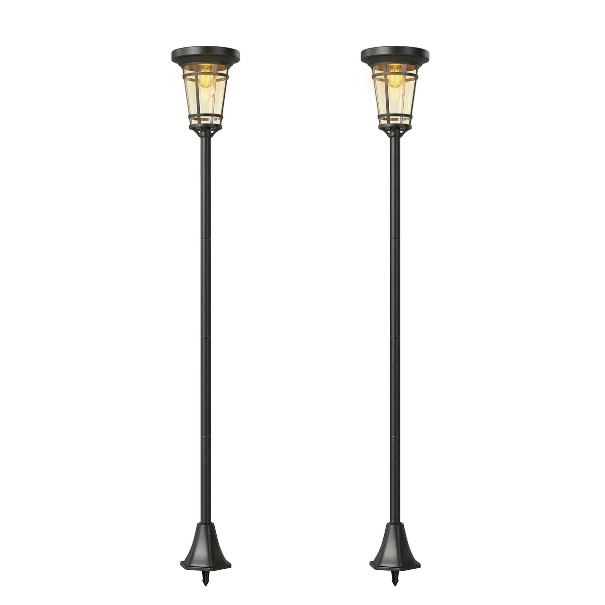 Solar Laterne 2er-Set Stehleuchte 180cm Höhenverstellbar mit 2 Helligkeitsmodi Lichtsensor Schalter, IP44