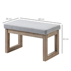 Fußbank im Skandi-Design, Sitzhocker, Fußhocker, 68 cm x 38 cm x 42 cm, Grau + Natur