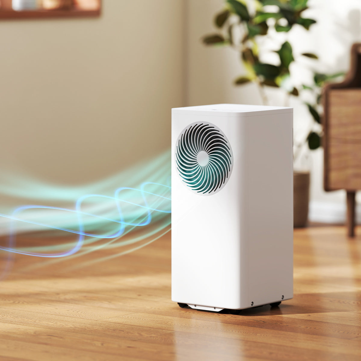 Mobiles Klimagerät 9000 BTU, 4-in-1 Mobile Klimaanlage mit Kühlung, 40 L/Tag Entfeuchter, Ventilator, Schlafmodus