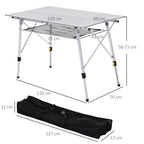  4FT Folding Aluminium Picnic Table Portable Camping BBQ Table Roll Up Top Mesh Layer Rack with Carrying Bag