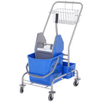 Reinigungswagen, Moppwagen, 25 L Fassungsvermögen, 4 Räder, Kunststoff, Blau