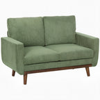2-Sitzer-Sofa, 134 cm Cord-Sofa mit Taschenfedern, dicker Rückenlehne, Holzlatten-Akzent, Grün