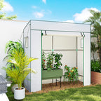 Tomatengewächshaus Rolltor Netzfenster 196 x 77 x 197 cm Weiß