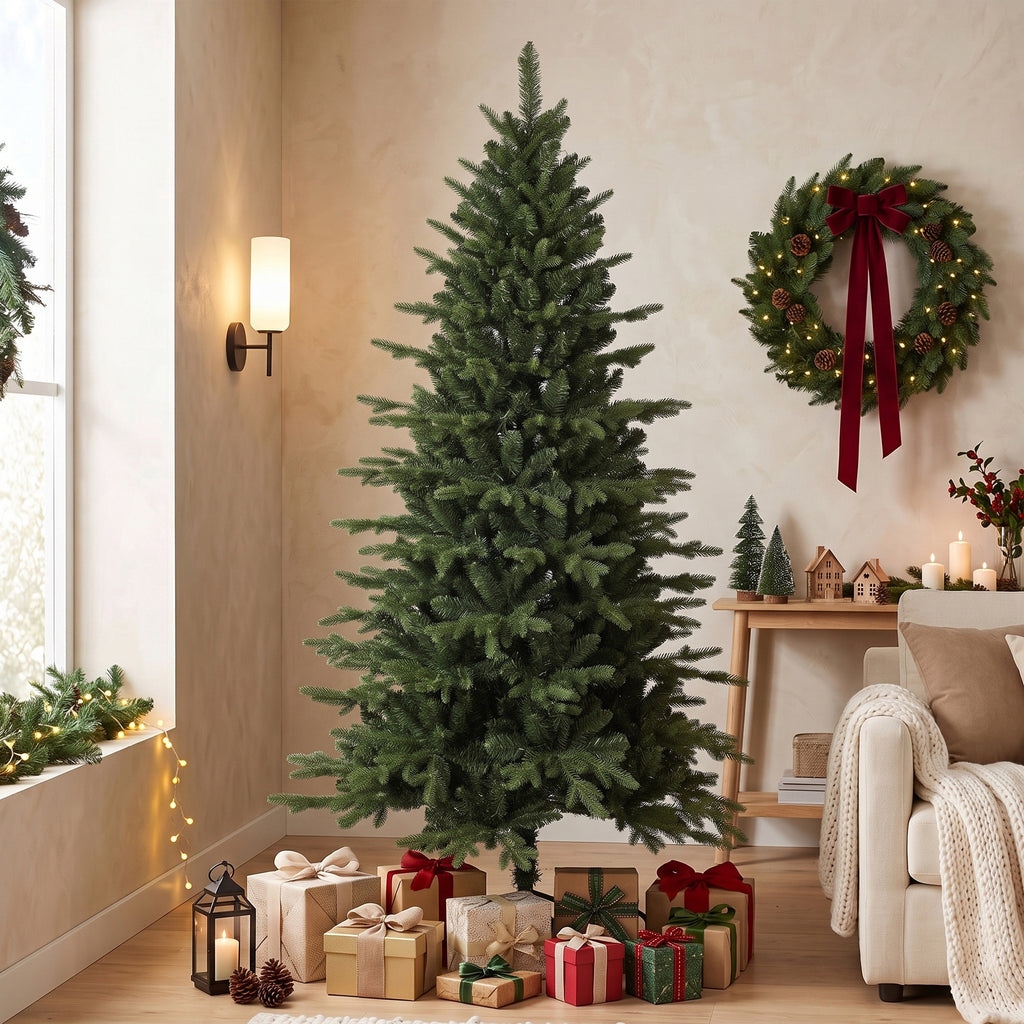 Künstlicher Weihnachtsbaum klappbarer Holzständer Spritzguss Tannenbaum 1438 Spitzen 180 cm Grün