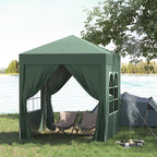 2x2m Pop-Up Gazebo, with Curtain Walls and Windows, Green