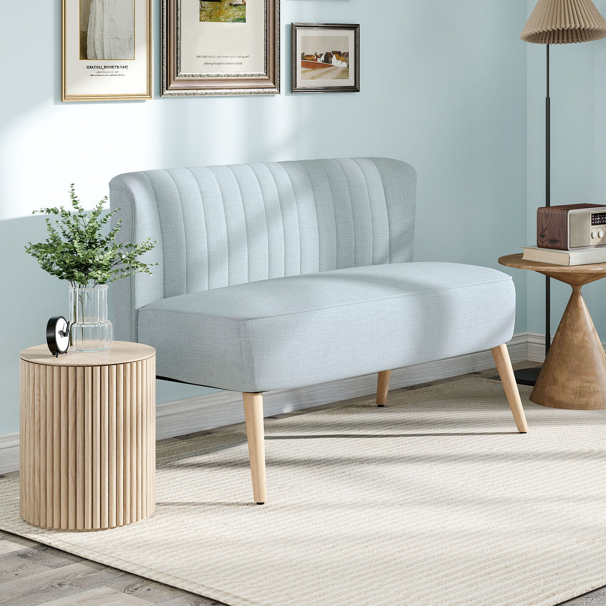 2-Sitzer Sofa, weiche Polsterung, pflegeleichter Bezug, bis 220 kg, 117 x 56,5 x 77 cm, Hellgrün