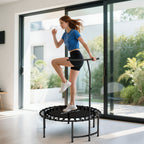 Rebounder-Trampolin, 5-stufig verstellbarer Griff, Workout-Trampolin, Schwarz