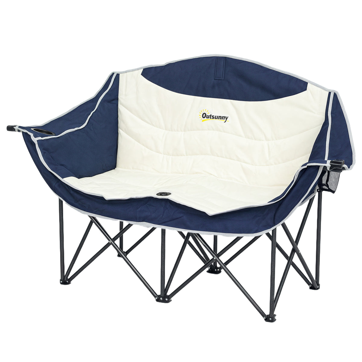 Faltstuhl faltbar 2 Sitzer Campingstuhl mit Getränkehalter Tragetasche bis 250kg belastbar Blau