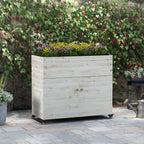 Hochbeet mit R?dern, Schrankfach, Innenauskleidung, Used Look, 110x50x95 cm, Wei?