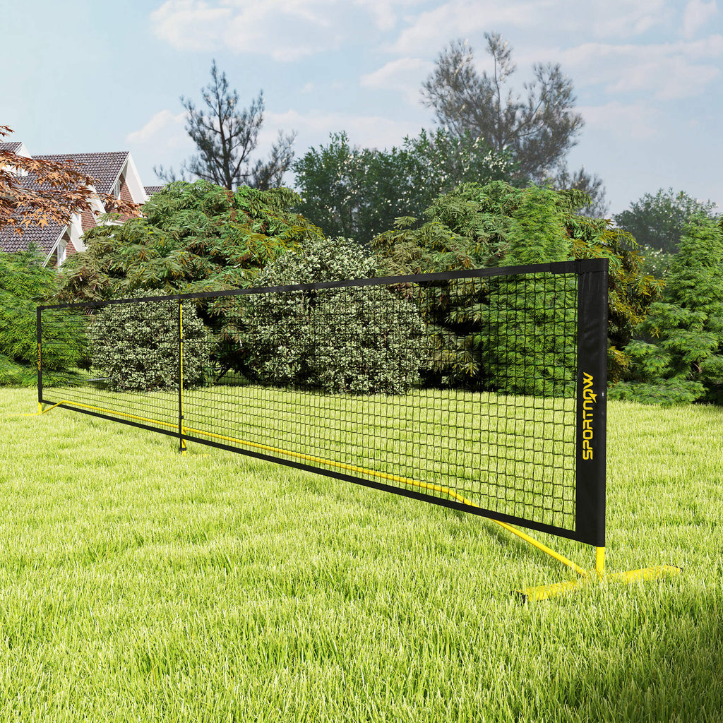Pickleball-Netz 6,7 m Tragbar mit Tragetasche Metallrahmen Gelb