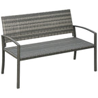 Gartenbank, in Rattanoptik, mit Stahlrahmen, für 2 Personen, grau, 122 x 60 x 85cm