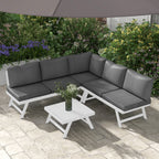 4-teilige Gartensitzgruppe Loungemöbel-Set 4-teilig, 115 cm x 61 cm x 65 cm, Grau + Weiß