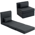 2-in-1 Schlafsessel Klappbares Sofa-Bett mit Leinenstruktur, Gepolstertes Gästebett Klappstuhl, Dunkelgrau