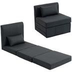 2-in-1 Schlafsessel Klappbares Sofa-Bett mit Leinenstruktur, Gepolstertes Gästebett Klappstuhl, Dunkelgrau