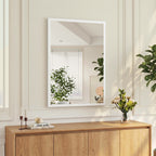 Wall-Mounted Bathroom Mirror, 70 x 50 cm Wall Mirror for Living Room, Bedroom, Hallway, White