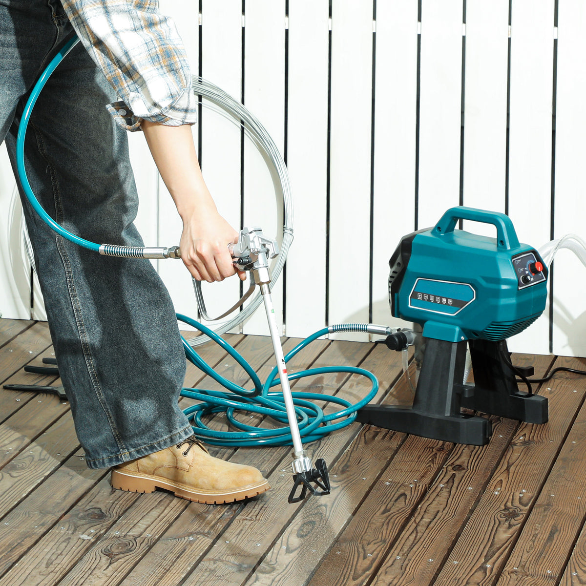 Farbspr¨¹hsystem, 700 W Lackierpistole Elektrisch, 200 bar Farbspr¨¹hger?t mit 1,5 L/min Durchfluss, 33 x 26 x 41 cm, Blau