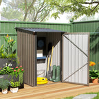 3.3 x 3.4ft Lean To Steel Garden Shed with Locking Door - Brown/Grey