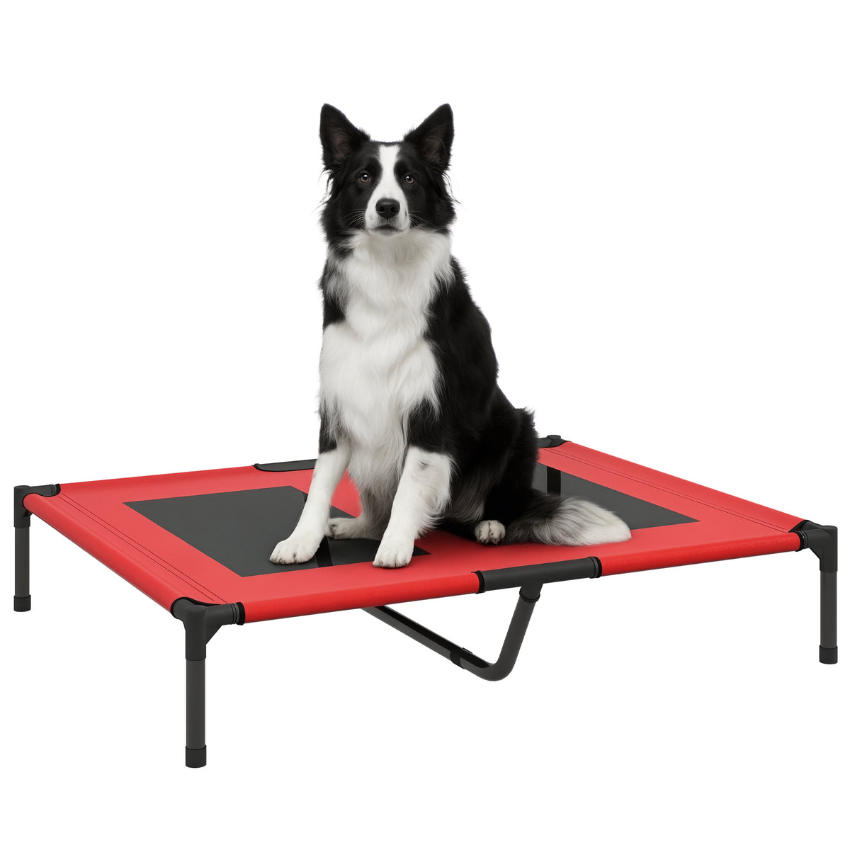Hundebett, Hundeliege, robust, erh?ht & wetterfest, bis 50 kg, 92x76x18cm, Rot