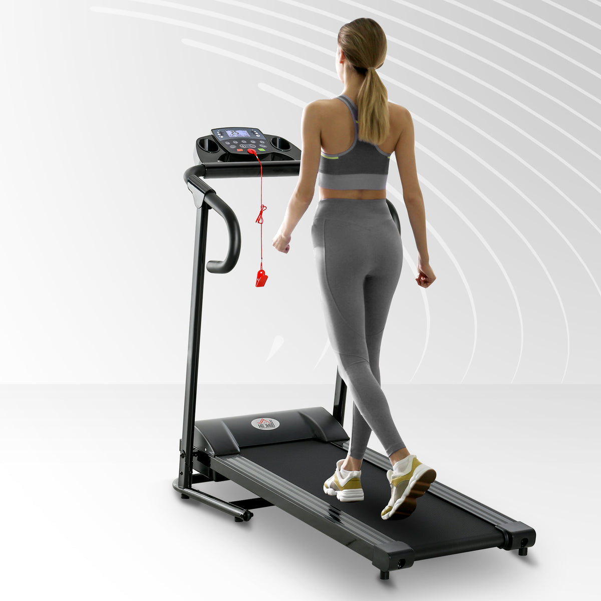 Elektrisches Laufband, faltbar, mit LCD-Display, Geschwindigkeit 0,8-10km/h und 3 Programme, Leistung 500 W, 123 x 62 x 117 cm, Schwarz