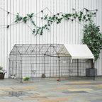 Metal Rabbit Run Playpen, Guinea Pig Cage, 220 x 103 x 103cm, Beige