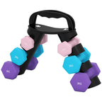 Dumbbells Set with Storage Rack, 2 x 1kg, 2 x 2kg, 2 x 3kg, Pink