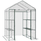  Foliengewächshaus begehbares Gartenhäuschen Tomatengewächshaus Treibhaus Frühbeet mit 6 Regalen Transparent Stahl PVC-Kunststoff 143 x 143 x 195 cm