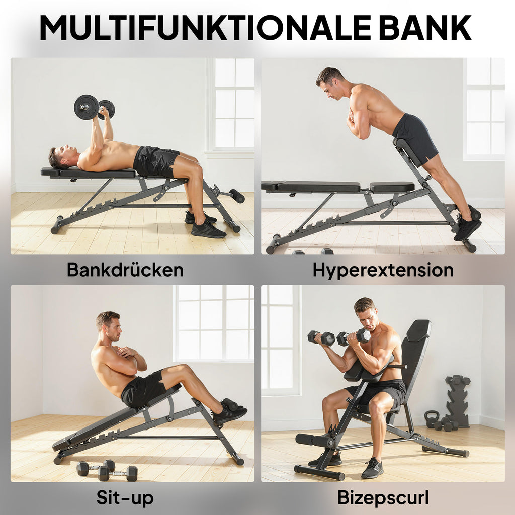 Hantelbank Verstellbar 4 in 1 Trainingsbank mit Beinstrecker