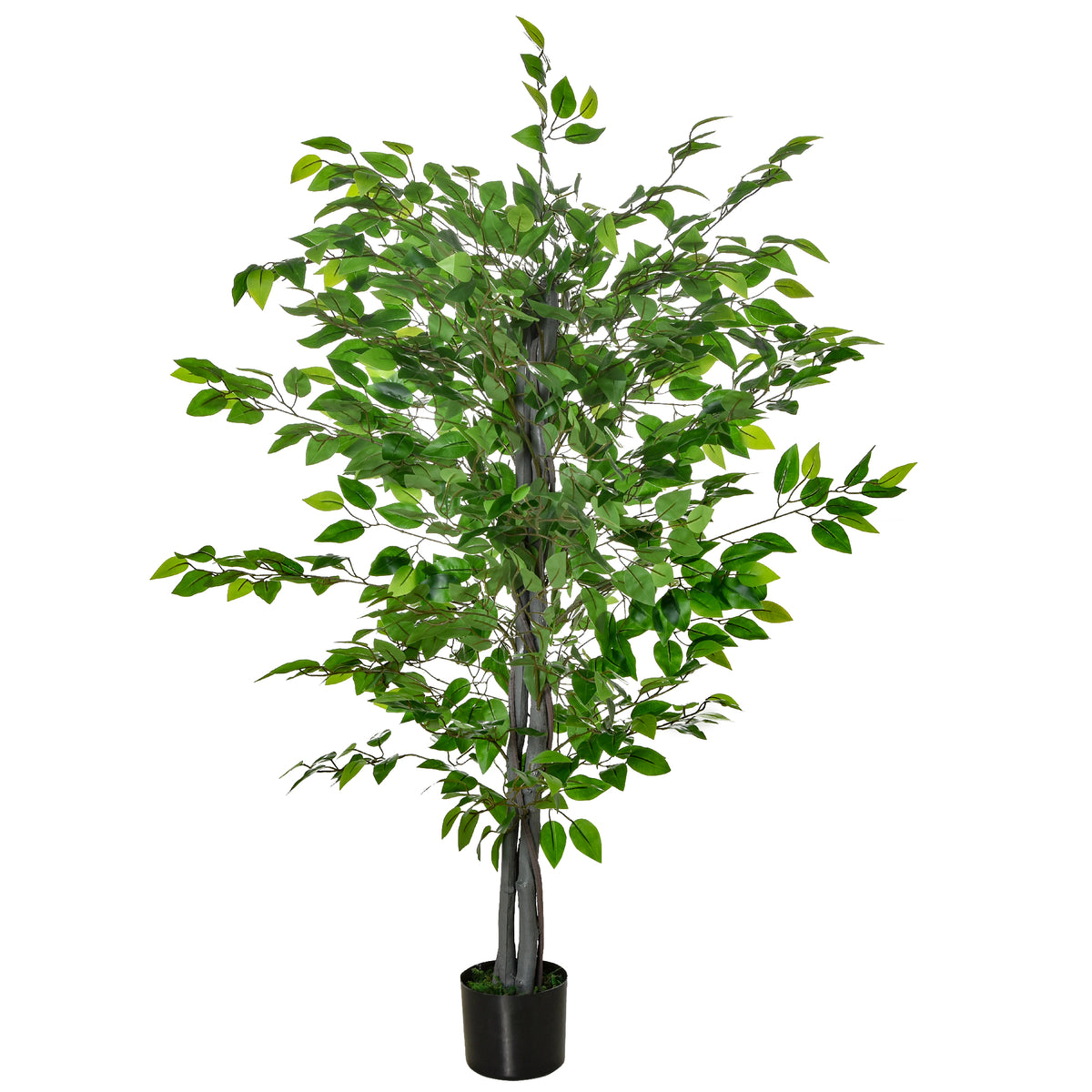 K¨¹nstlicher Baum, Ficus-Kunstpflanze, realistisches Aussehen, Zementtopf, 135 cm, pflegeleicht, Kunststoff, Gr¨¹n