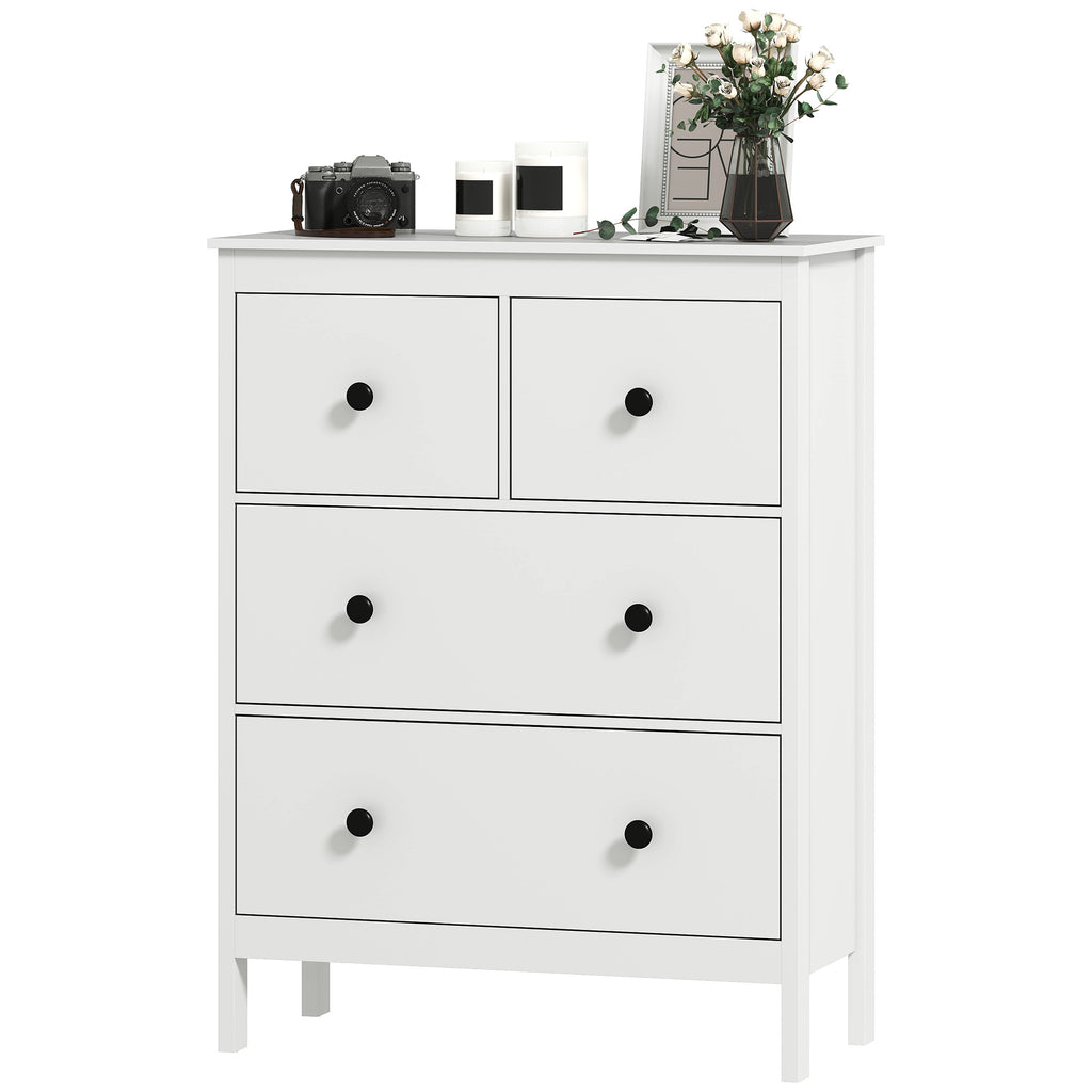 Modern Chest of Drawers, 4 Drawer Dresser Clothes Storage Organiser for Living Room, Hallway, Entryway, White