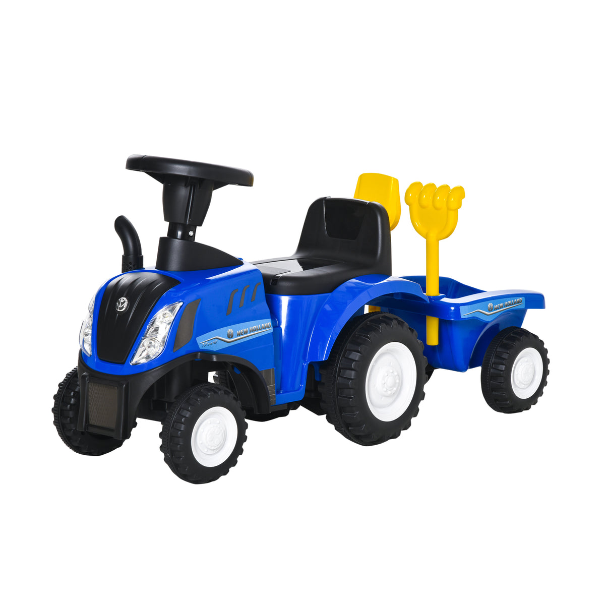 Rutsch-Traktor mit Anhänger, Hupe, Sandspielzeug, ab 1 Jahr, Kunststoff+Metall, blau, 91 x 29 x 44cm