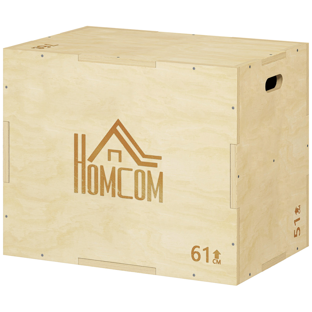 3-in-1 Plyo Box Holz Plyometrische Sprungbox mit 3 Sprungh?hen Griffen 61 x 51 x 76 cm Naturholz