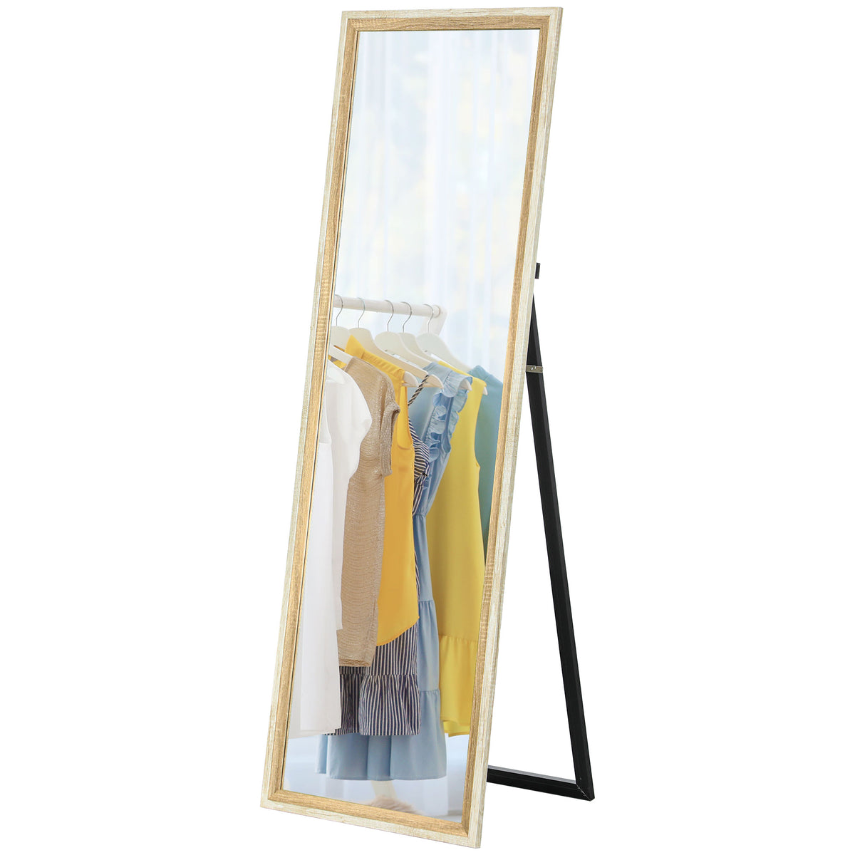 162.6 cm Two-Tone Full Length Mirror - White/Oak-Tone