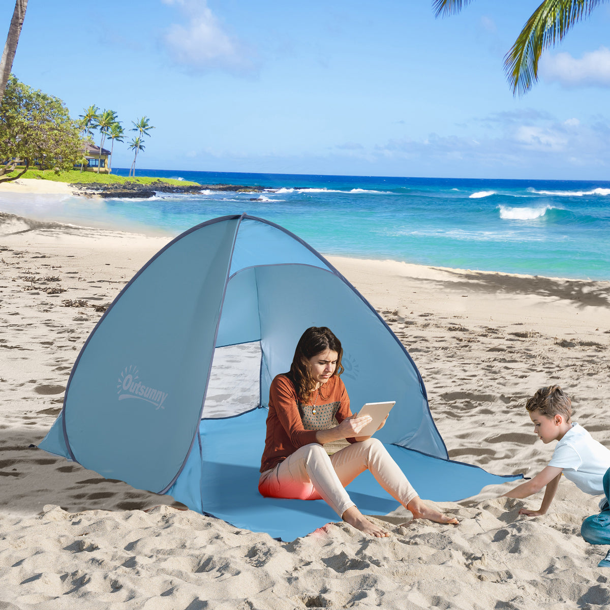 2 Person Pop Up UV Shelter Shade-Blue