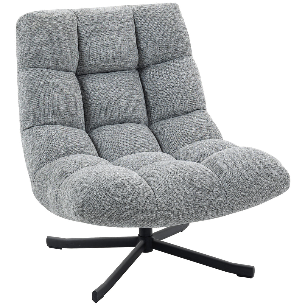 Sessel Drehbar Loungesessel mit Breiter Sitzfläche, wasserabweisend Chenille-Optik, gekreuzt Stahlbeine, Grau