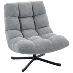 Sessel Drehbar Loungesessel mit Breiter Sitzfläche, wasserabweisend Chenille-Optik, gekreuzt Stahlbeine, Grau