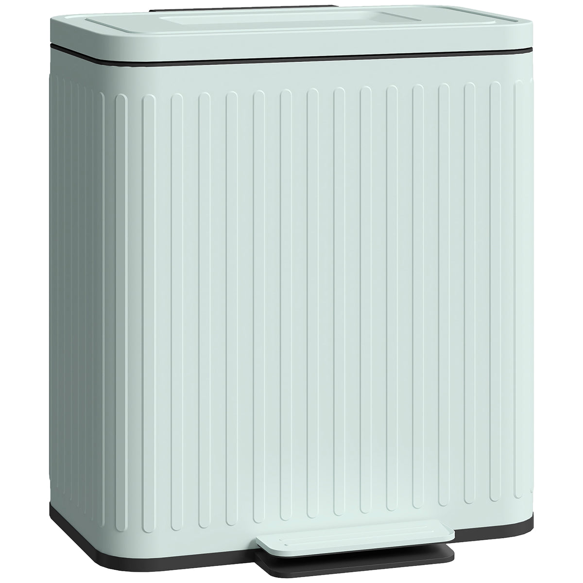Küchenmülleimer, 2 x 20 L-Fächer, effiziente Mülltrennung, Fußpedal, Kunststoff, Metall, Grün