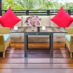 Extending Garden Table, Outdoor Dining Table for 6, Aluminium Frame Rectangular Patio Table with Plastic Board Tabletop,80/160L x 80W x 75H cm, Beige