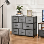 Chest of Drawers with 8 Foldable Drawers, 3-Tier Fabric Bedroom Dresser, Clothes Storage Unit for Bedroom Living Room, Dark Grey