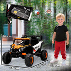 12V Elektroauto f¨¹r Kinder, Fernbedienungsfunktion, Gurt, Hupe, LED-Lichter, USB-Port, f¨¹r 3-5 Jahre, Orange
