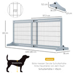 Freestanding Dog Gate, Foldable Pet Fence, Indoor Wood Barrier, Stair Gate with Support Feet, for Doorway, Hallway, Small and Medium Dogs, 69H x 104-180 cm, Blue-grey