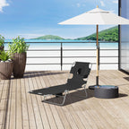 Gartenliege, Liegestuhl mit gepolsterter Gesichts?ffnung, Massage-Liege f¨¹r drau?en, Seitentasche, Stoff, Metall, Schwarz
