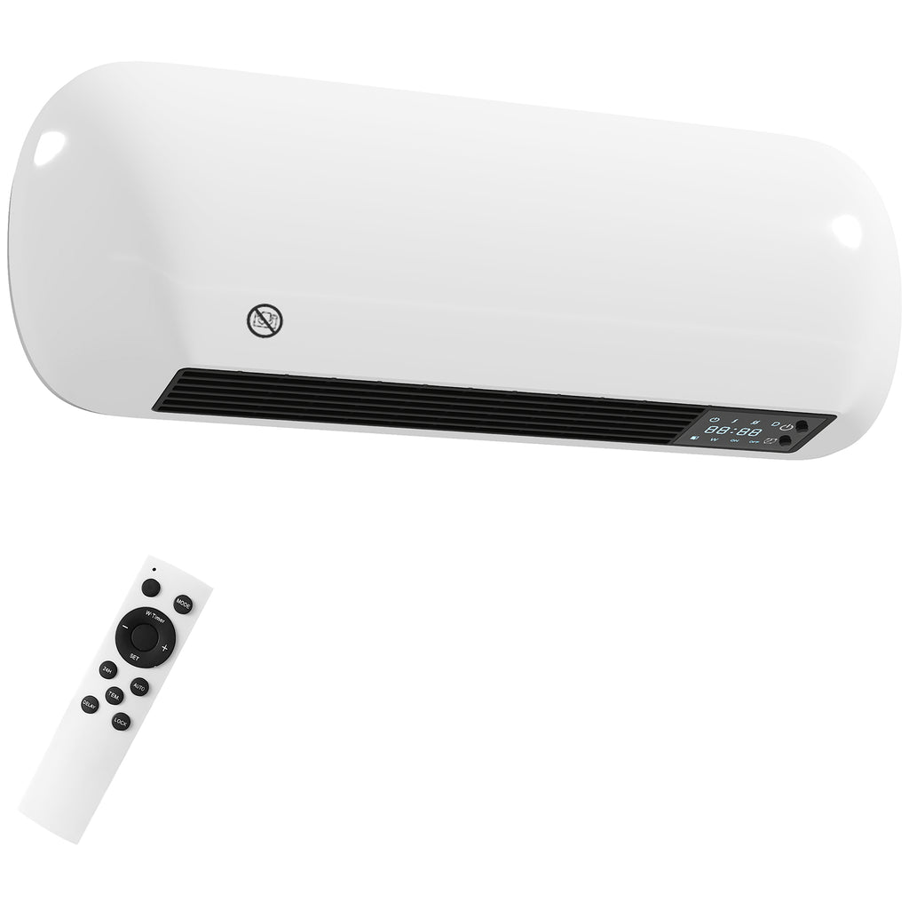 Wand Heizlüfter 2000W Keramik Wandheizgerät mit Ventilator, 2 Leistungsstufen, LED-Display, Thermostat, Weiß