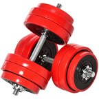 30KGS 2-In-1 Dumbbell & Barbell Adjustable Set Strength Muscle Exercise Fitness Plate Bar Clamp Rod Home Gym Sports Area